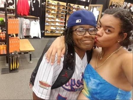 Jasmine Plummer with her wife NeJae at the shopping store